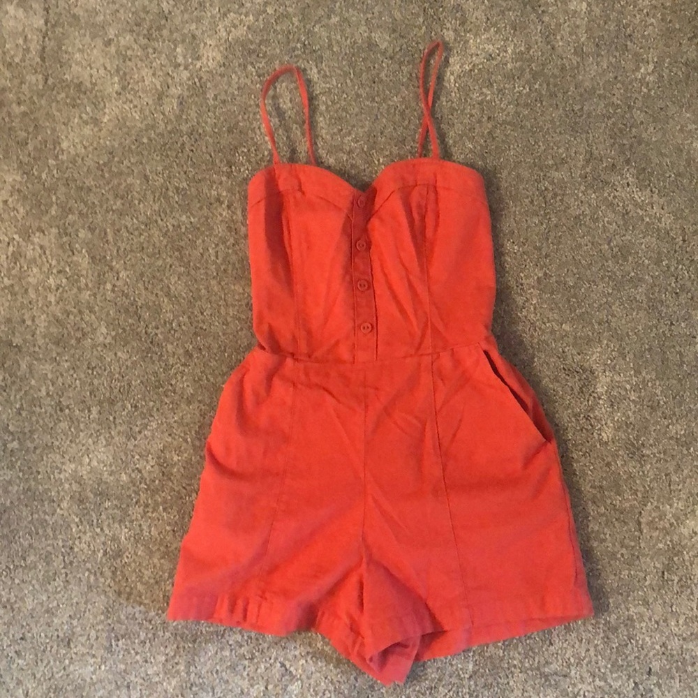Red Button Up Romper